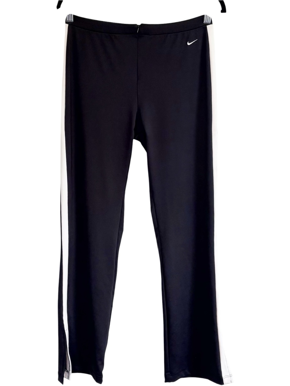 NIKE Flare Track Pants Small Black White Stripe Athletic Yoga Athleisure Y2K